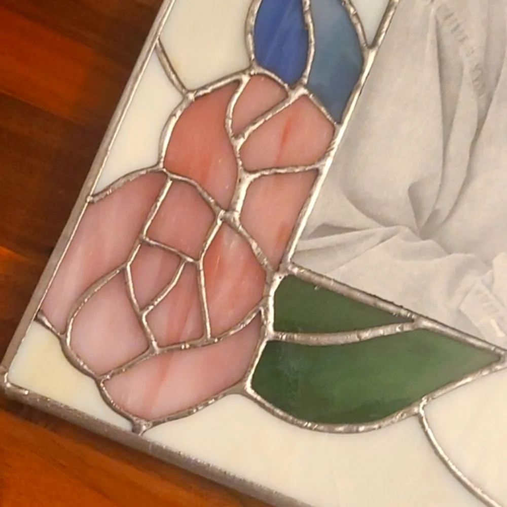 New! Stained Glasss Roses Photo Frame